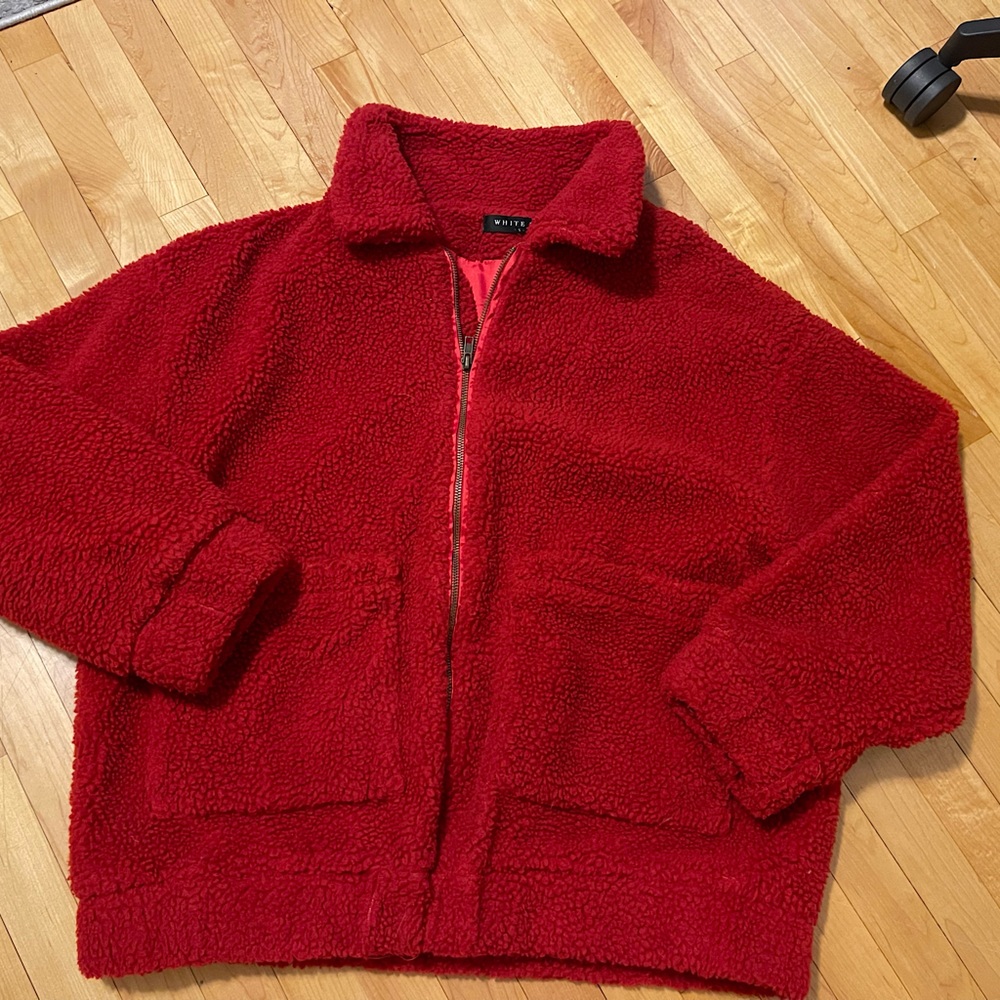 WHITE FOX Red Teddy Jacket